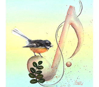 Musical notes with birds
