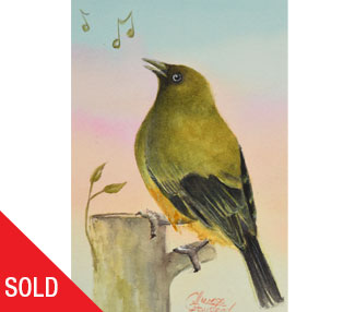 Bird on a tree stump