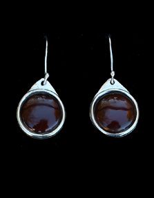 Silver brown stones earrings